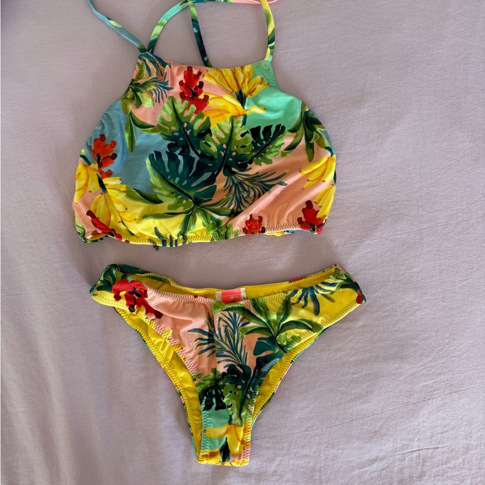 Tropical Print Bikini Set